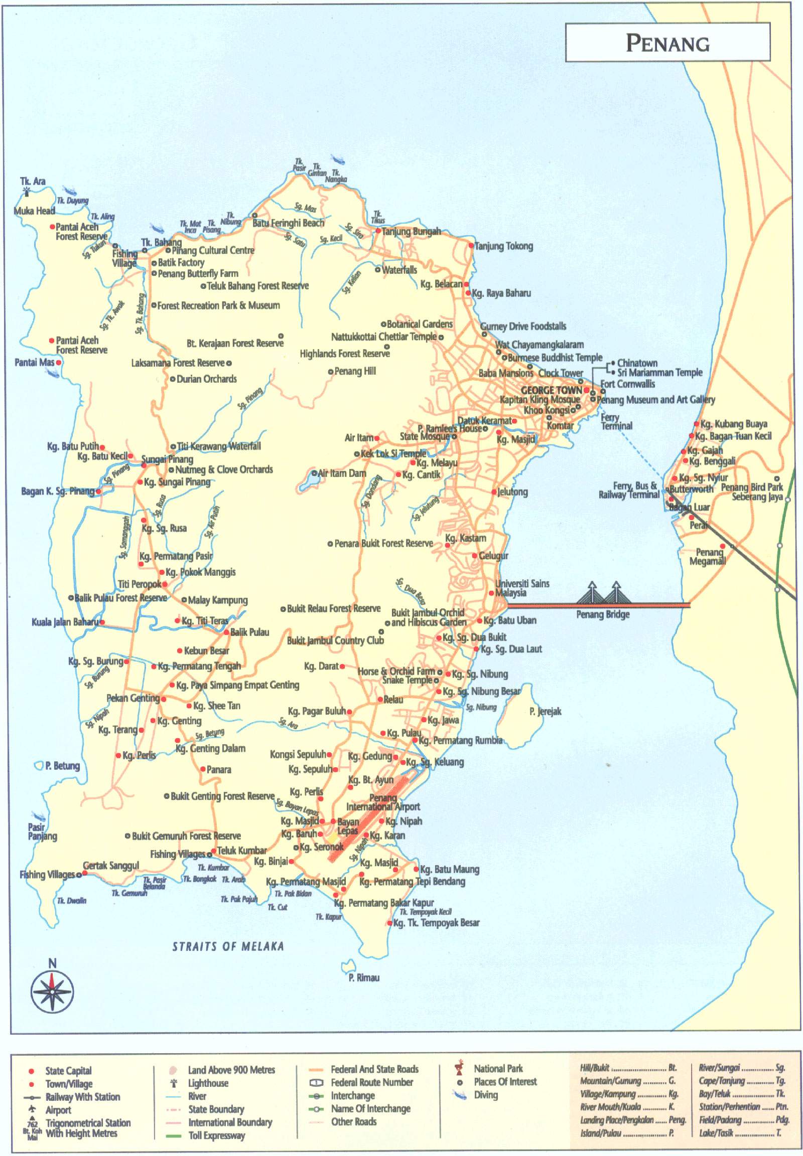 Penang Map With Tourist Spots - malaycece
