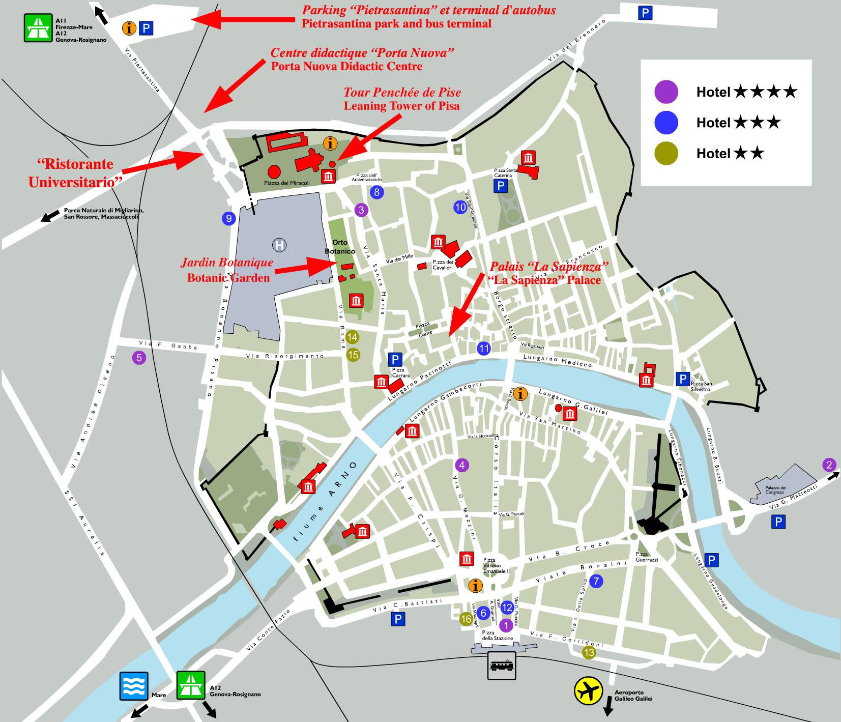 tourist map of pisa italy