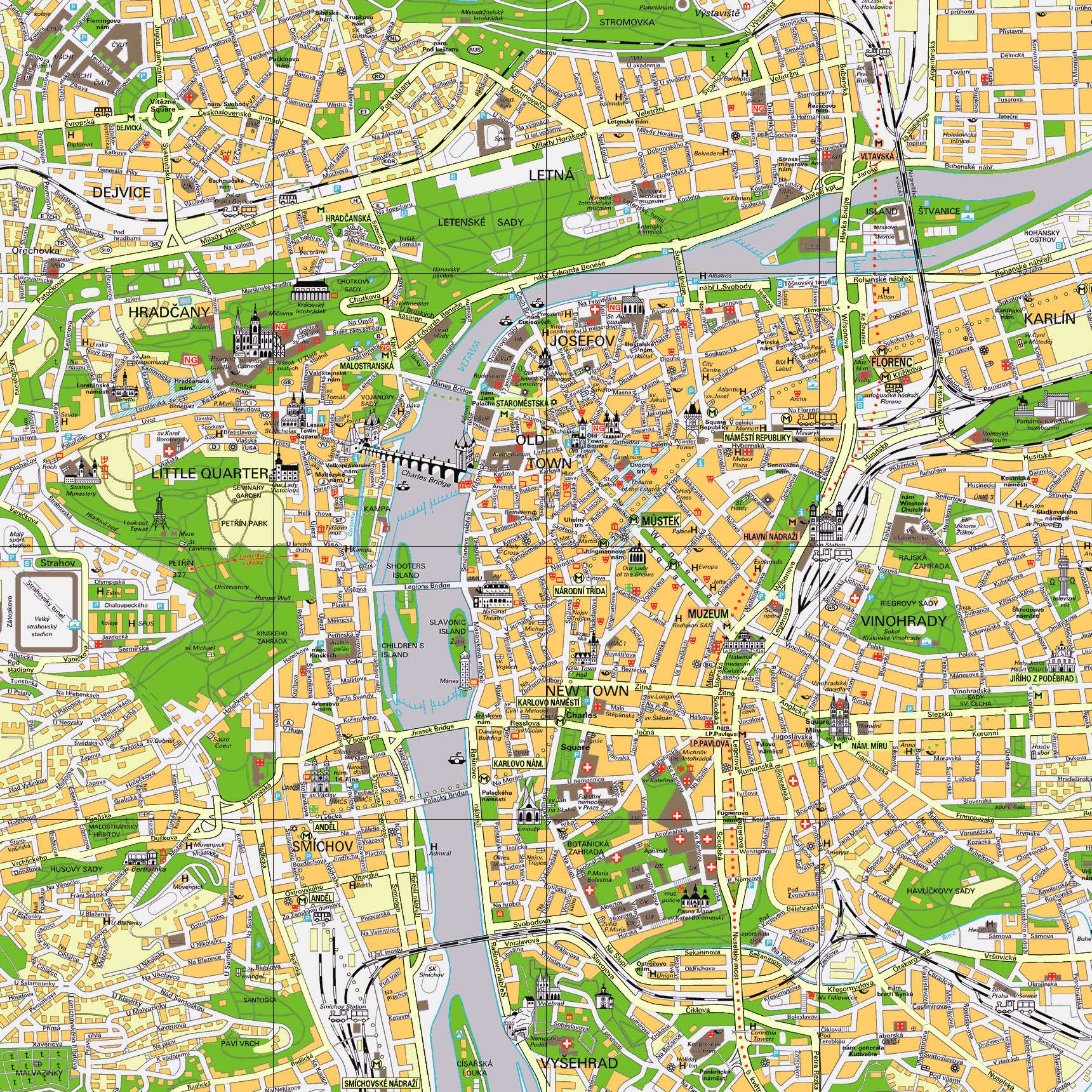 tourist map of prague city centre