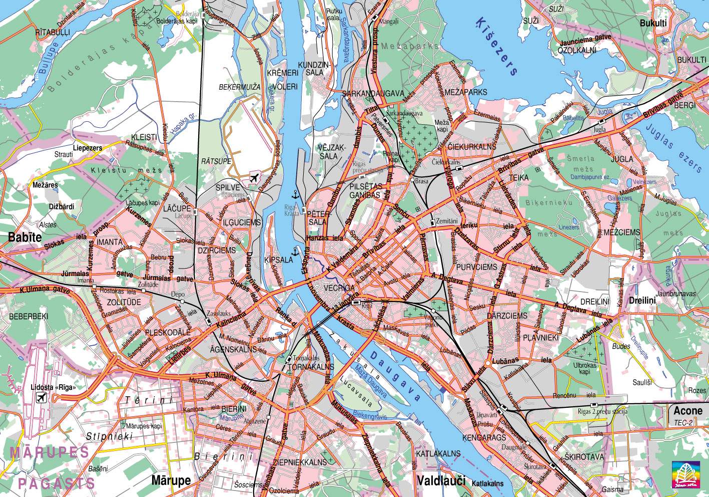Stadtplan von Riga | Detaillierte gedruckte Karten von Riga, Lettland