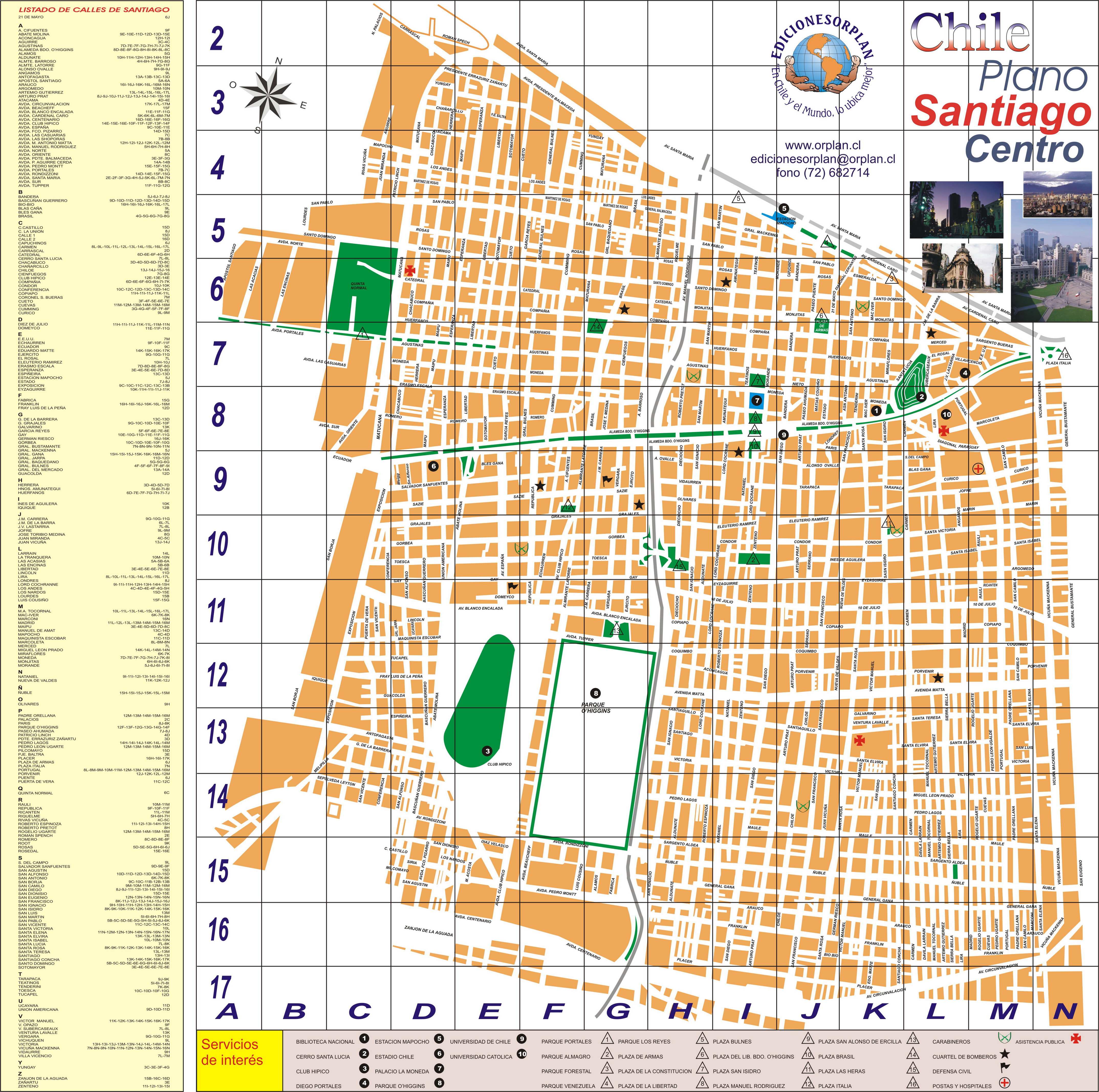 tourist map santiago