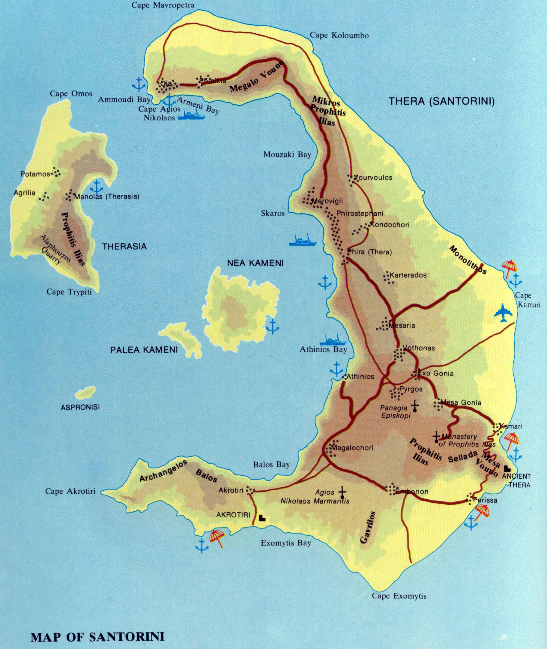 tourist map santorini