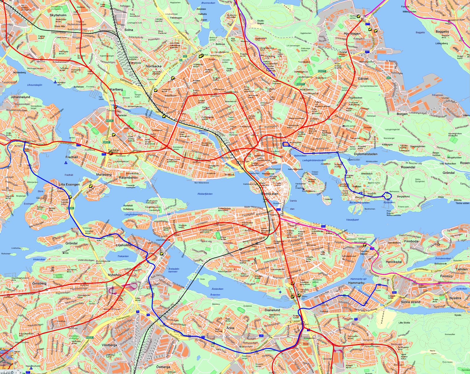 Stadtplan von Stockholm | Detaillierte gedruckte Karten von Stockholm