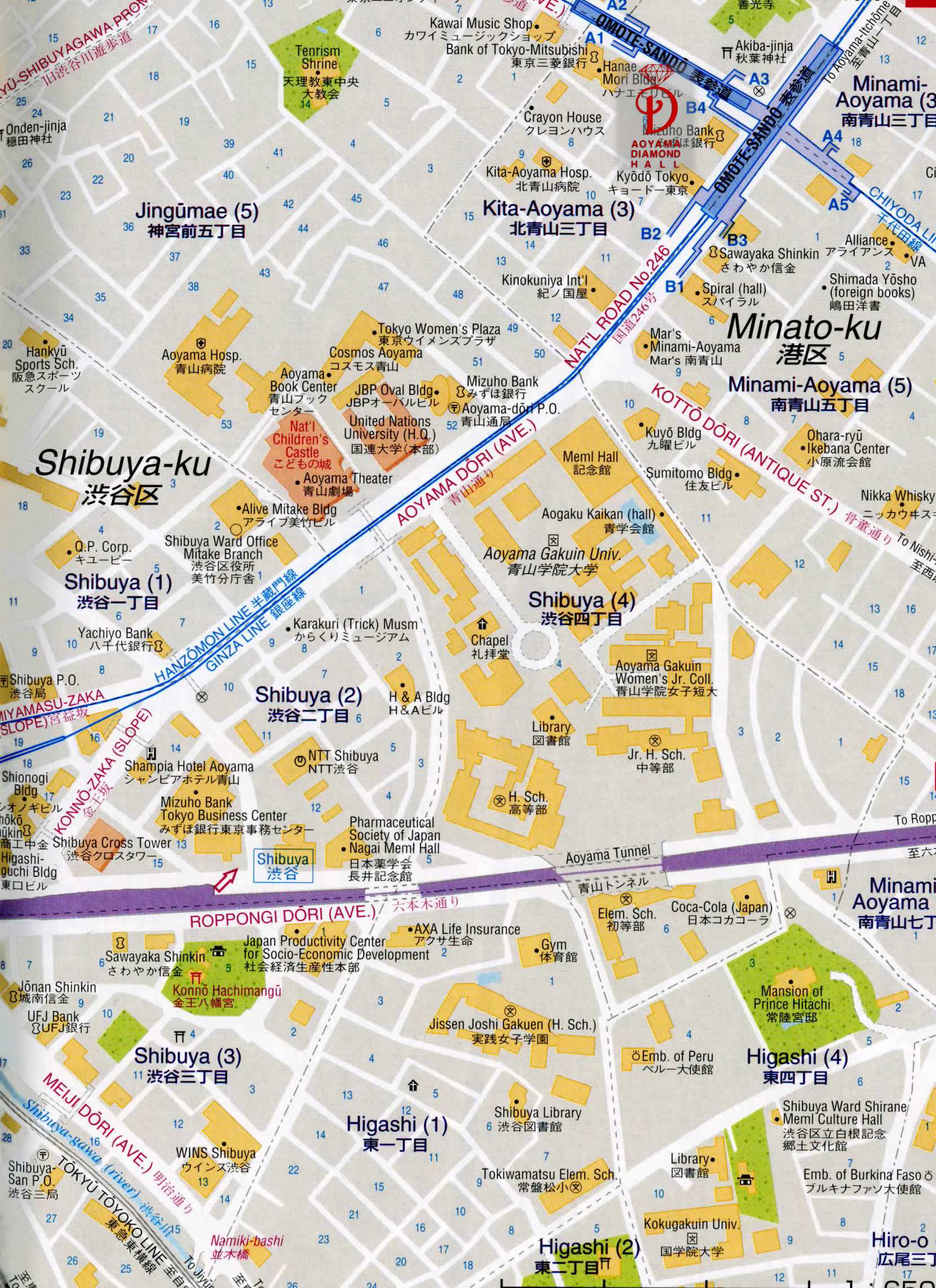 tourist attractions tokyo map