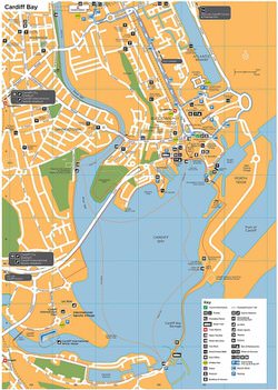 Interactive Map of Cardiff - Search Touristic Sights. Hiking and Biking ...