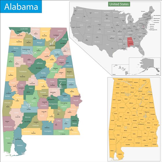Детальная карта Алабамы 1