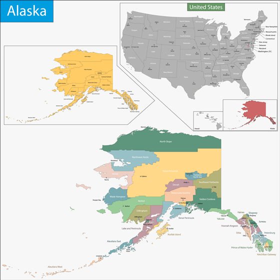 Детальная карта Аляски 1