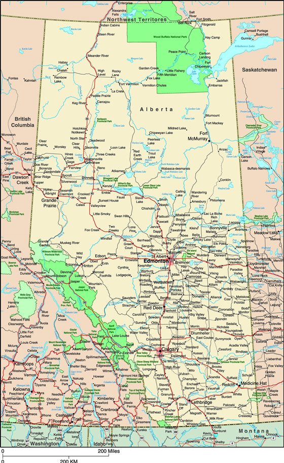 Детальная карта Альберты 1
