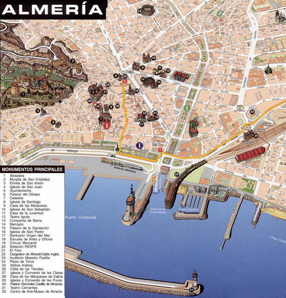 Hoge-resolutie kaart van Almeria