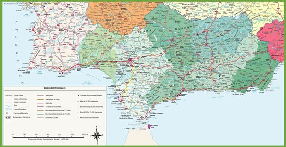Detailed map of Andalusia 2