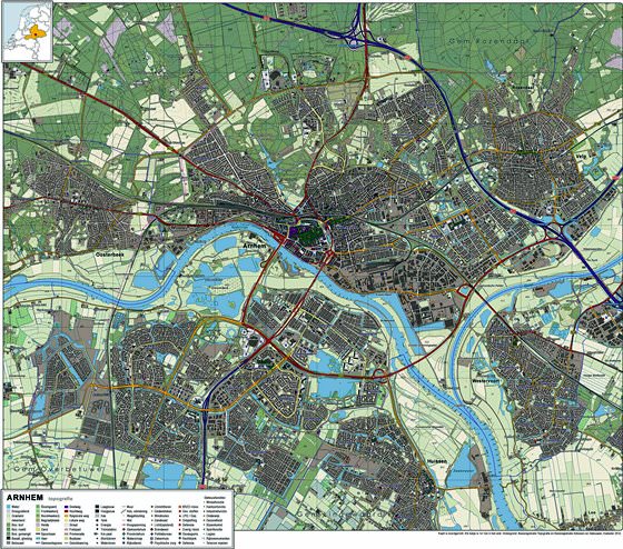 Gedetailleerde plattegrond van Arnhem
