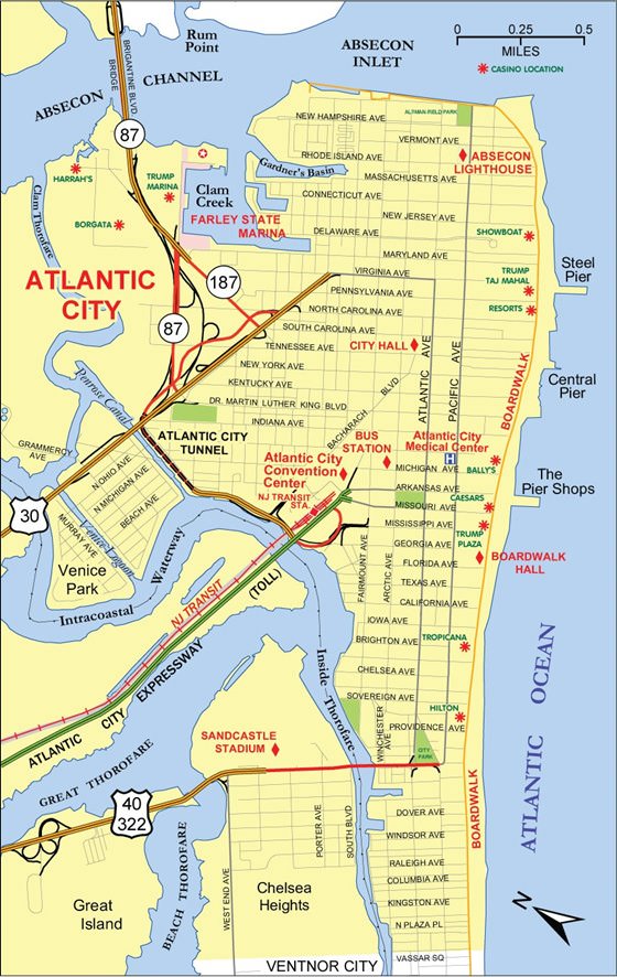 Große Karte von Atlantic City 1