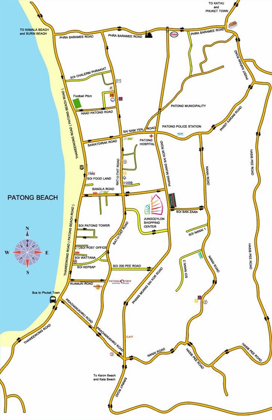 Detaillierte Karte von Patong Beach 2