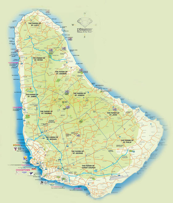 Gedetailleerde plattegrond van Bridgetown