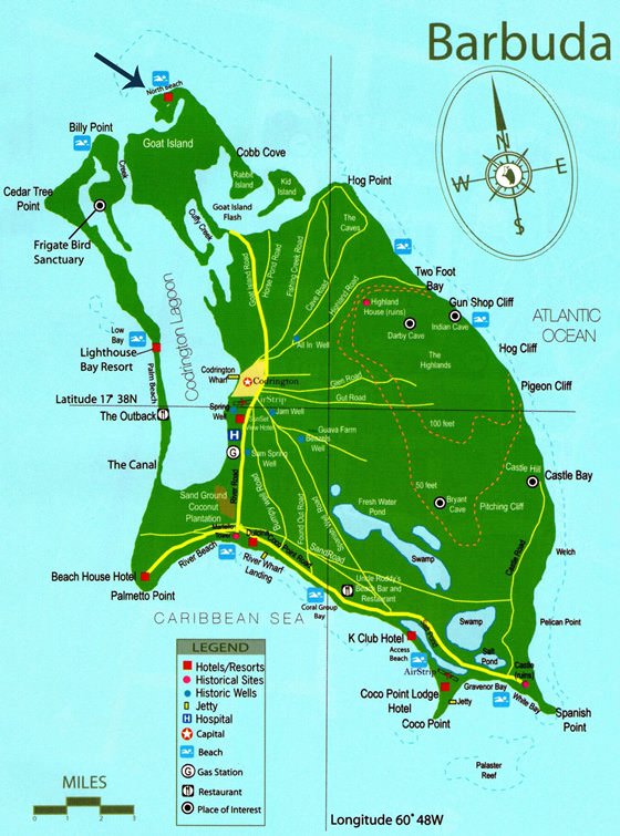 Детальная карта острова Барбуда 1