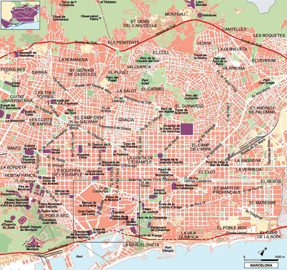 Detailed map of Barcelona 2