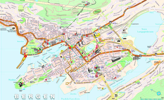 Gedetailleerde plattegrond van Bergen