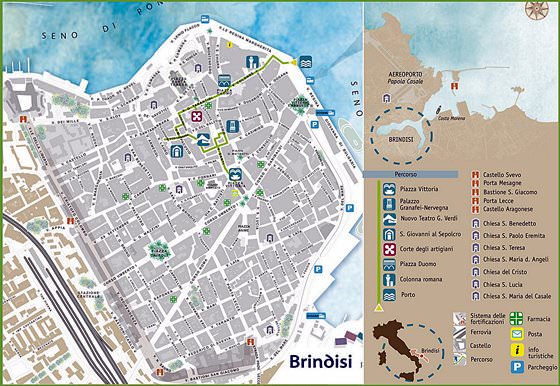 Gedetailleerde plattegrond van Brindisi
