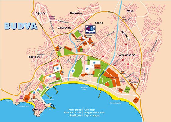 Gedetailleerde plattegrond van Budva