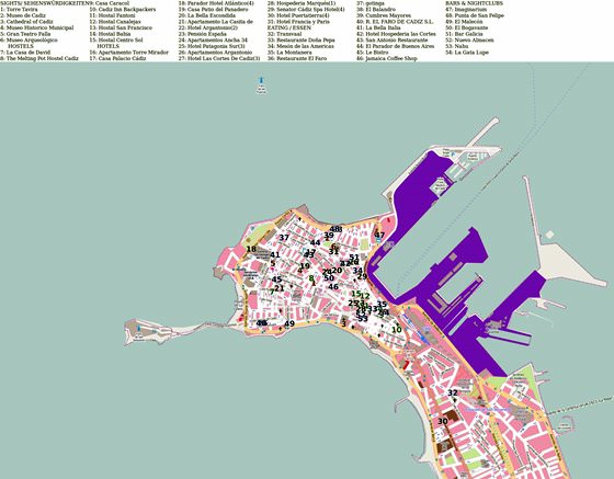 Detailed map of Cadiz 2