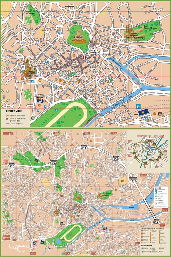 Large map of Caen 1