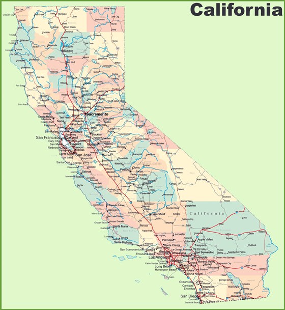 Detaillierte Karte von Kalifornien 2