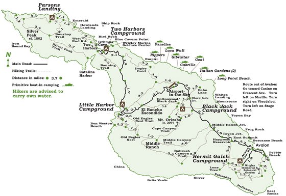 Детальная карта острова Каталина 1