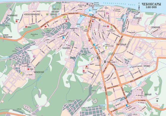 Large map of Cheboksary 1