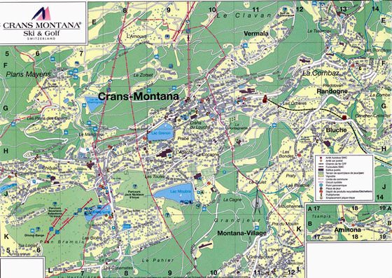Gedetailleerde plattegrond van Crans-Montana