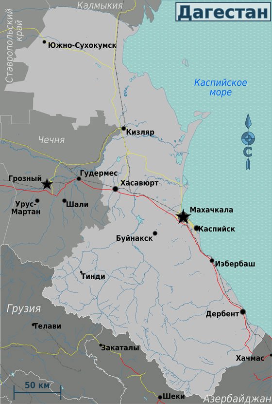 Подробная карта Дагестана 2