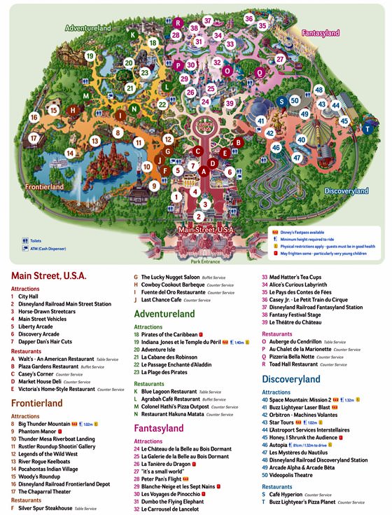 Gedetailleerde plattegrond van Disneyland