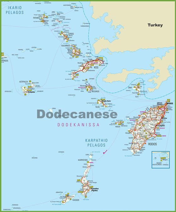 Детальная карта Додеканеса 1