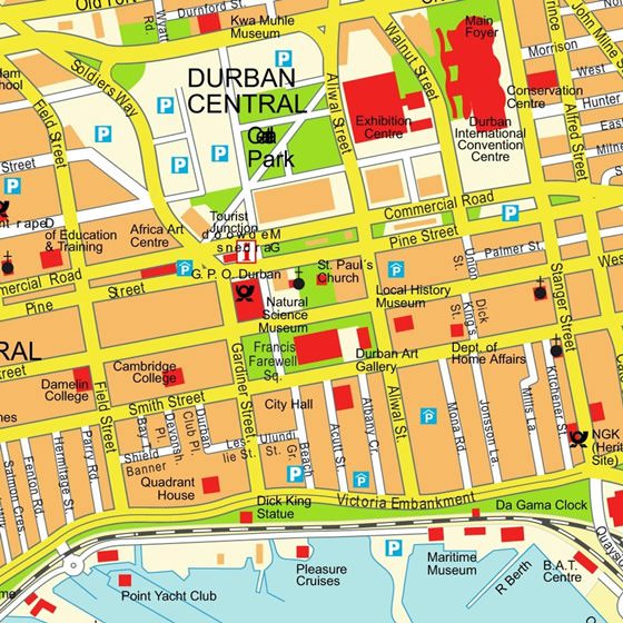 Detaillierte Karte von Durban 2
