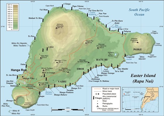 Детальная карта острова Пасхи 1