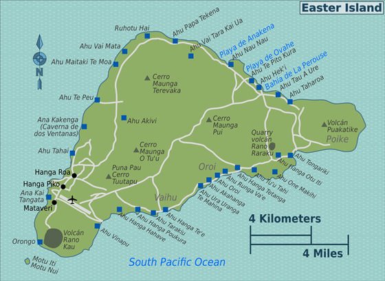 Подробная карта острова Пасхи 2