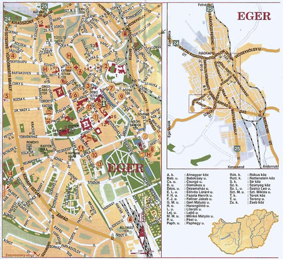 Detailed map of Eger 2