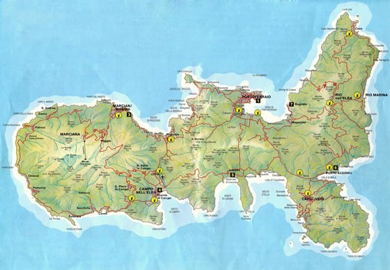 Large map of Elba Island 1