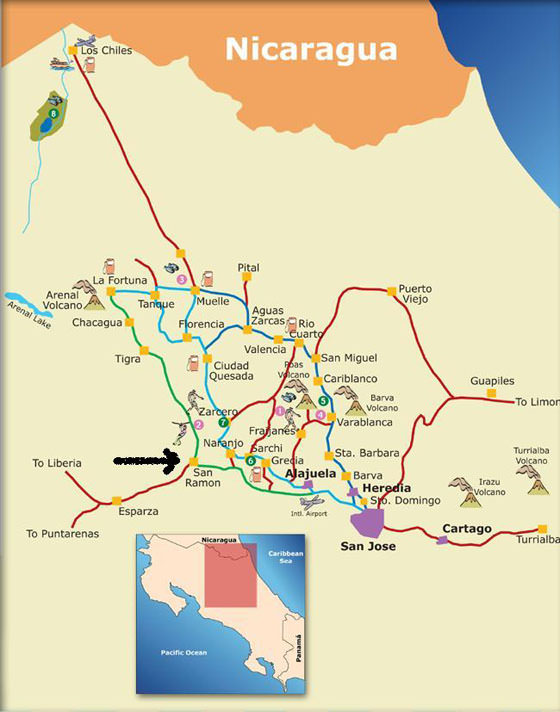 Gedetailleerde plattegrond van Escazu