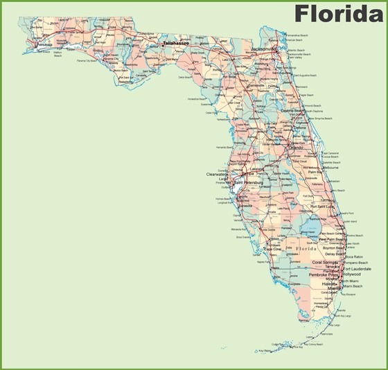 Mapa detallado de Florida 2