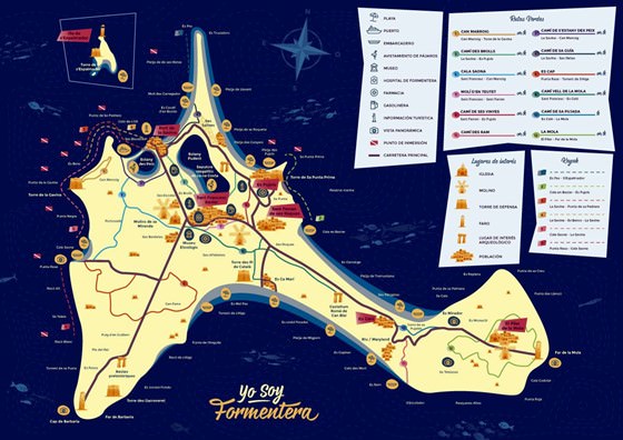 Mapa detallado de Formentera 2