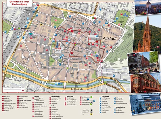 Gedetailleerde plattegrond van Freiburg im Breisgau