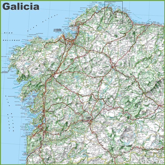 Large map of Galicia 1