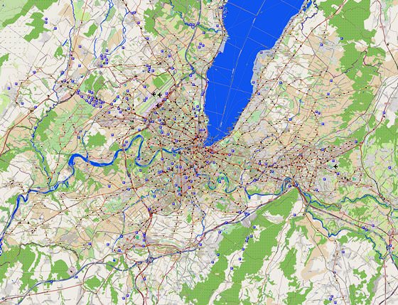 Gedetailleerde plattegrond van Geneve