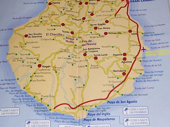 Gedetailleerde plattegrond van Gran Canaria