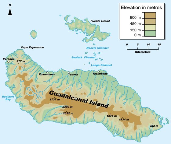 Детальная карта острова Гуадалканал 1