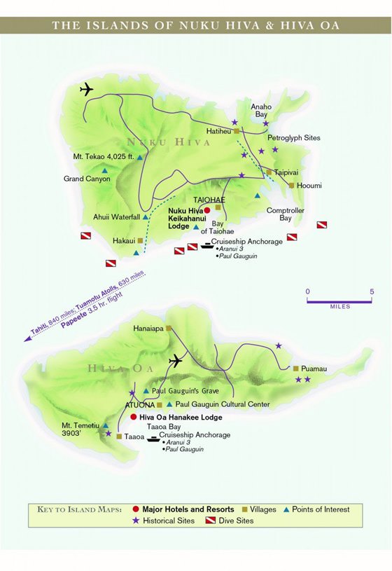Детальная карта острова Хива Оа 1