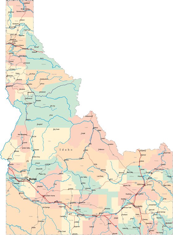 Подробная карта Айдахо 2