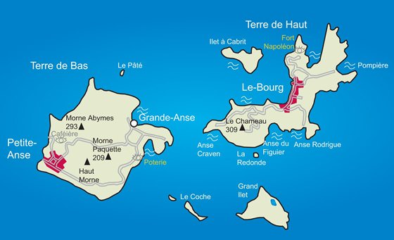 Детальная карта островов Ле-Сент 1