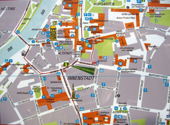 Gedetailleerde plattegrond van Innsbruck