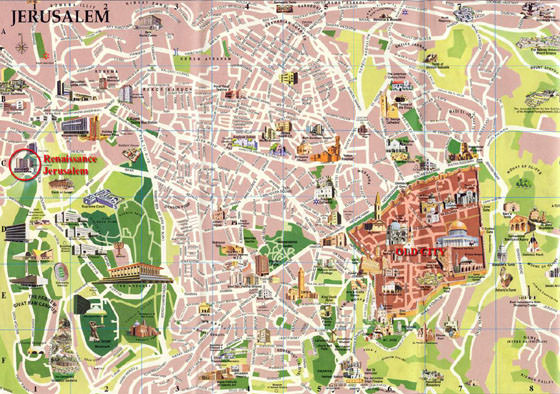 Detailed map of Jerusalem 2